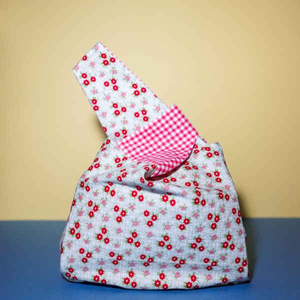 Reversible Flowers & Checkered Lunch Bag